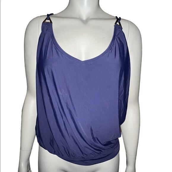 Calvin Klein Underwire Blouson Tankini Top Swim Navy Small NWT - Picture 2 of 8